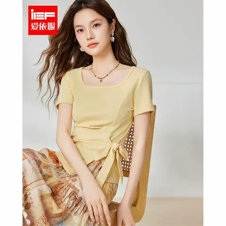 IEF/爱依服短袖2025夏季新款韩版时尚通勤气质设计感百搭显瘦上衣图片