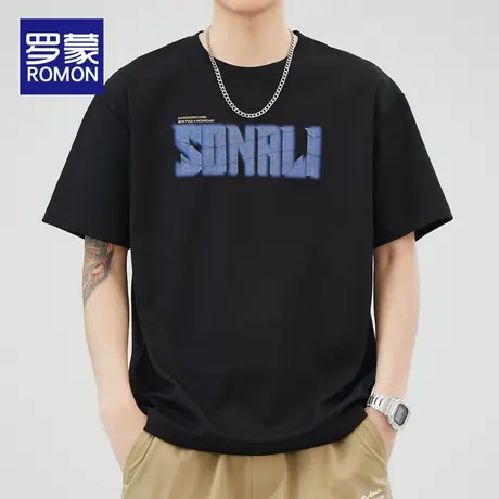 罗蒙冰丝短袖t恤男2024新薄款夏季潮牌宽松休闲圆领男士半袖上衣图片