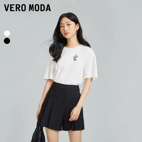 Vero Moda奥莱T恤女春秋新款圆领纯色印花宽松百搭时尚上衣商品大图