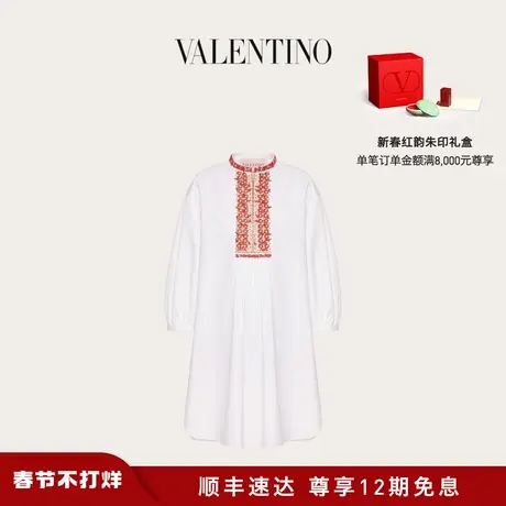 【新品】华伦天奴VALENTINO女士棉质府绸刺绣短款连衣裙商品大图