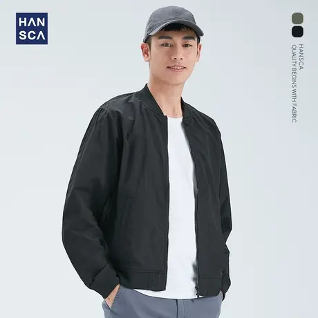 汉斯卡2024新款棒球服休闲外套男秋冬潮牌韩版薄款男士飞行员夹克商品大图