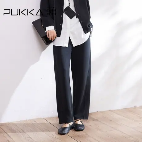 蒲PUKKA 棉混纺萝卜裤初秋宽松休闲直筒奶奶裤女长裤商品大图