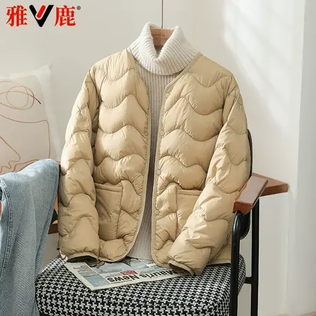 雅鹿2024新款轻薄羽绒服女圆领内胆内穿短款无领女式薄冬季外套潮图片
