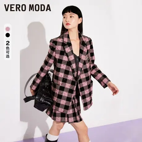 Vero Moda奥莱西装外套女秋冬新款可爱少女格纹图案气质长袖百搭商品大图
