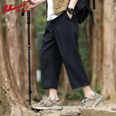 回力冰丝九分休闲裤男夏季薄款宽松直筒运动透气速干凉感过膝中裤图片