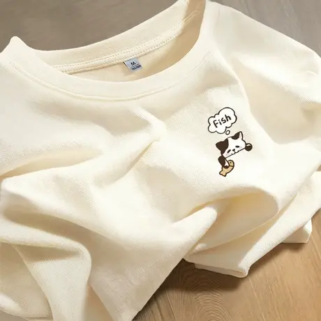 KMV真维斯纯棉正肩短袖女t恤夏2025新款爆款宽松显瘦大码体恤上衣商品大图