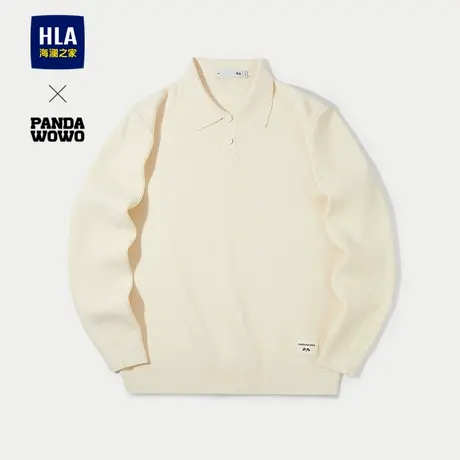 HLA/海澜之家panda wowo熊猫翻领长袖针织衫25秋季新款时尚上衣男商品大图