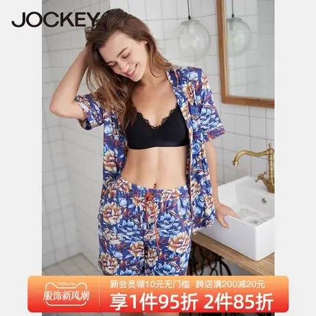 Jockey女士家居服套装莫代尔垂顺舒适翻领甜美精致印花外穿睡衣女商品大图