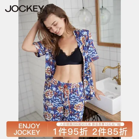 Jockey女士家居服套装莫代尔垂顺舒适翻领甜美精致印花外穿睡衣女商品大图