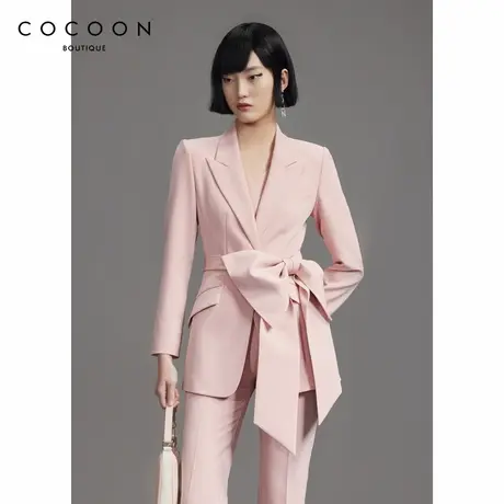可可尼COCOON商场同款2024秋冬新款气质通勤蝴蝶结装饰西装外套女图片