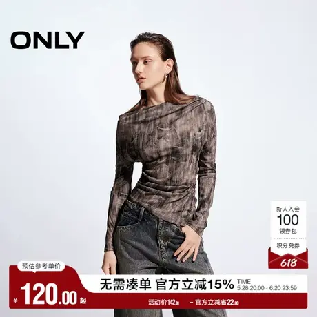 ONLY奥莱夏季时尚设计感露肩抽褶长袖修身T恤女商品大图