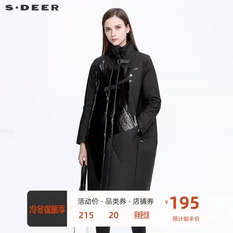 sdeer圣迪奥女装休闲立领胶印字母拼接长款大衣S20481823🔅商品大图