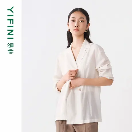[专柜同款]Yifini/易菲宽松利落翻驳领西装女装初秋新款外套商品大图