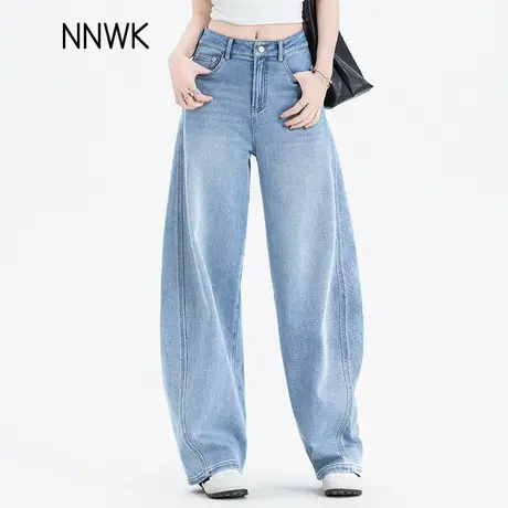 浅色小个子牛仔裤女2025新款夏季薄款裤子天丝亚麻宽松高腰弯刀裤商品大图