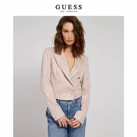 GUESS女士粉色小香风双排扣短外套-W1YN49WE0G0商品大图