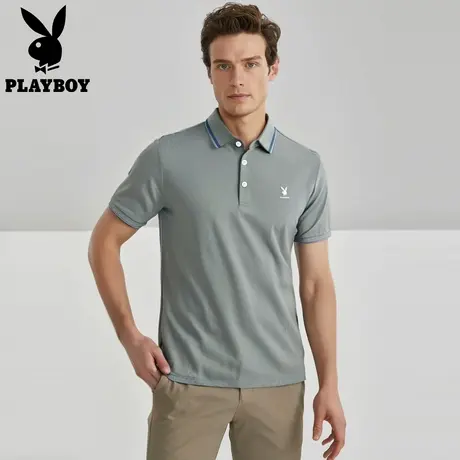 【云朵提花】花花公子高端凉感短袖t恤休闲百搭男士polo领上衣衫图片