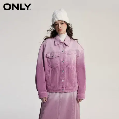 ONLY奥莱新款设计感渐变不对称口袋翻领牛仔外套女商品大图