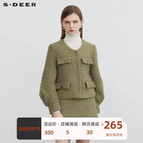 sdeer圣迪奥女装小香风套装圆领毛呢短款外套S223Z2247图片