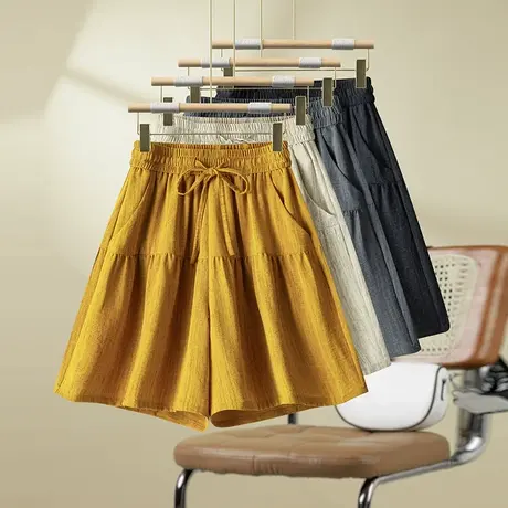 时尚宽松a字短裤阔腿裤女夏季2025新款松紧腰显瘦五分裙裤休闲裤商品大图