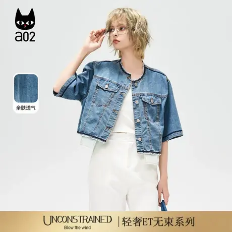 a02【ET自然系列】短款衬衫外套牛仔衬衣女2025新款夏设计感上衣图片