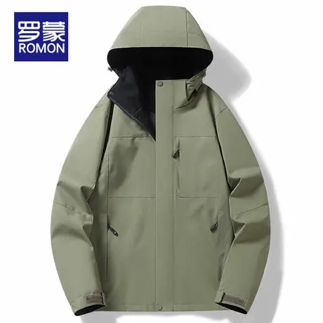 罗蒙冲锋衣男士秋冬季2025新款休闲连帽户外运动夹克高端潮流外套商品大图