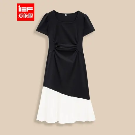 IEF/爱依服大码女装2025夏季新款微胖名媛气质通勤风显瘦连衣中裙商品大图