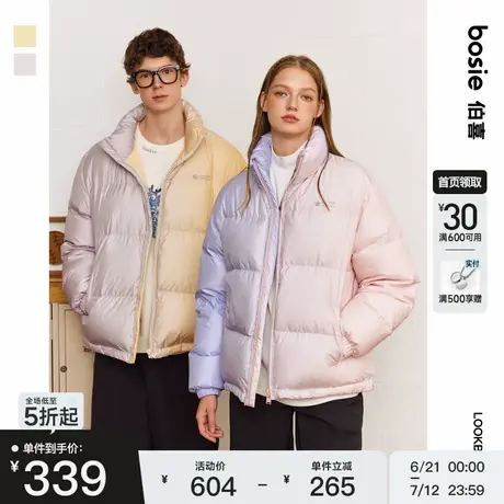 【小花人系列】bosie24年冬季新款男情侣反光印花渐变短款羽绒服图片