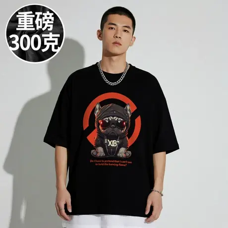 【品牌大码男装】200-300斤大码潮牌重磅纯棉宽松短袖T恤胖子半袖图片