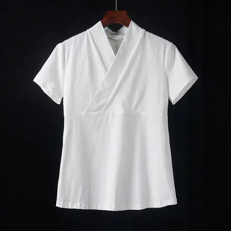 汉服内搭中衣改良短袖t恤女夏季交叉领中国风复古原创古代内衬图片