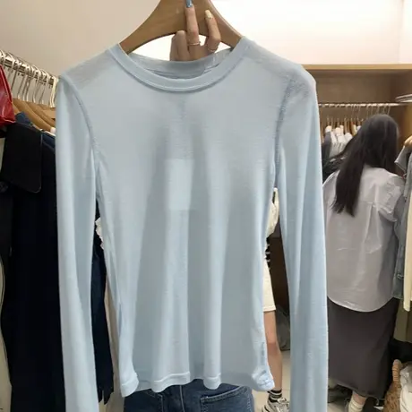 2025春夏韩国新款天丝薄款打底衫女内搭t恤修身显瘦防晒罩衫上衣商品大图