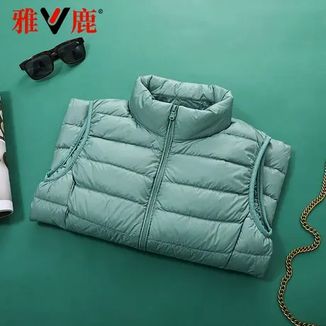 雅鹿正品2024秋冬新款轻薄羽绒服女短款坎肩韩版大码马甲背心外套商品大图