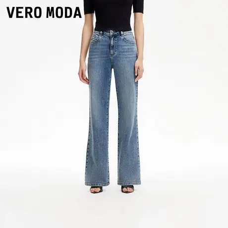 Vero Moda奥莱牛仔裤女2025夏季新款中腰水洗磨白复古直筒裤百搭图片