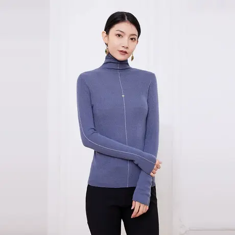 希区瑞普堆堆领针织衫长袖女秋冬款修身内搭毛衣打底衫套头高领图片