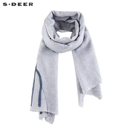 sdeer圣迪奥春季女装撞色印花流苏休闲亲肤围巾S20483798图片