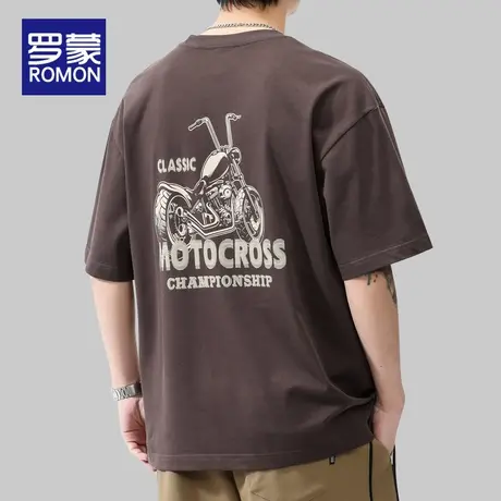 罗蒙纯棉短袖t恤男士夏季薄款潮牌印花半袖衣服男生透气休闲体恤T商品大图