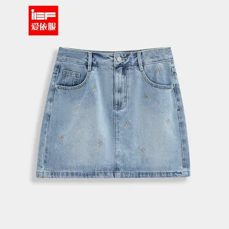 IEF/爱依服大码女装2025夏新款韩版微胖甜美减龄气质百搭牛仔A裙商品大图