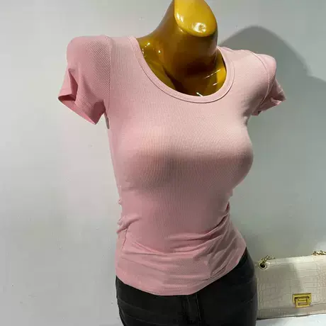 韩国ins爆款~上身chao好看 修身显瘦短袖T恤女薄款微透上衣春夏新图片