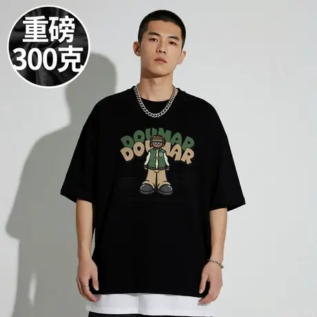 【300斤大码男装】纯棉半袖美式潮牌宽松加肥加大码半截袖短袖T恤图片