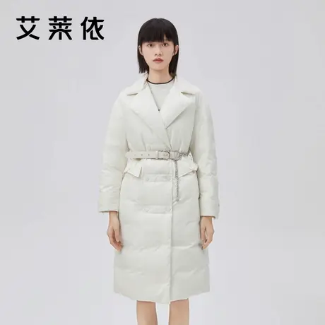 【刘通艺术家】艾莱依羽绒女2022新款设计感长款收腰冬季西装大衣商品大图