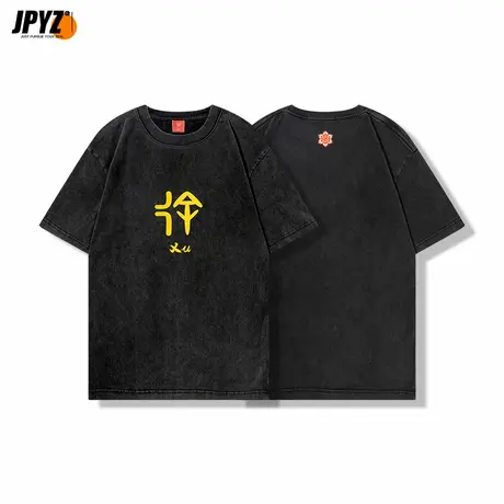 百家姓氏中国风国潮纯棉印花水洗黑短袖t恤甲骨文个性刺绣定制T恤商品大图