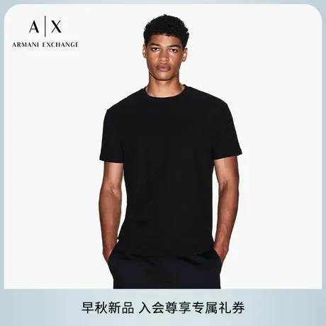 ARMANI EXCHANGE/阿玛尼25早秋新款男士全棉正肩圆领短袖提花T恤商品大图