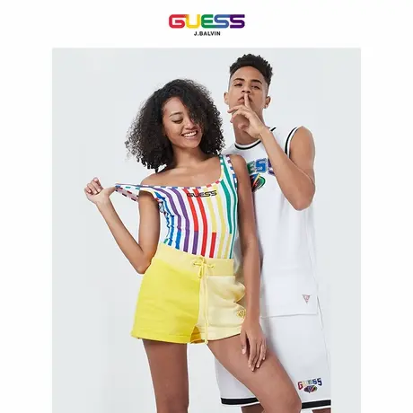 GUESS联名  20新夏女条纹彩虹色连体衣-商品大图