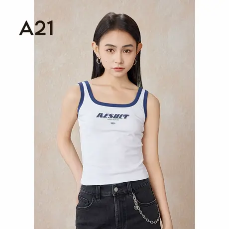 A21女装针织修身方领背心夏季新款美背外穿薄款撞色简约短款吊带图片