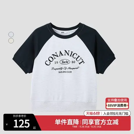 SPAO韩国同款2025年夏季新品女士潮流时尚字母印花短袖T恤商品大图