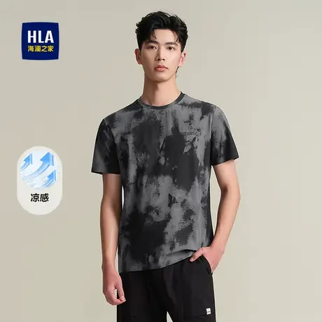 HLA/海澜之家修身短袖T恤2025春夏新款圆领时尚数码印花短t男图片