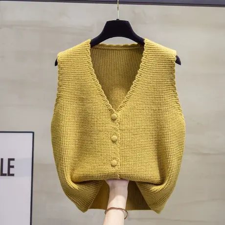 v领花边短款针织开衫马甲背心女2025春秋新款外穿马夹毛衣坎肩潮商品大图