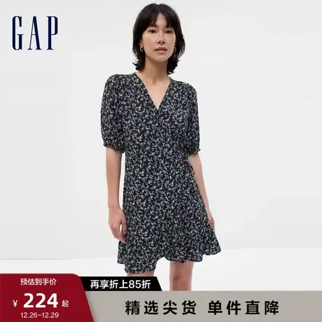 Gap女装早春V领小清新碎花修身连衣裙高级法式洋气休闲裙739151图片