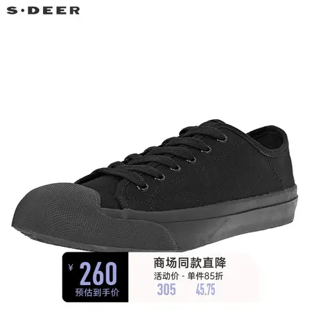 sdeer圣迪奥女休闲黑色系带球鞋圆头帆布鞋小黑鞋S20383971🥥商品大图