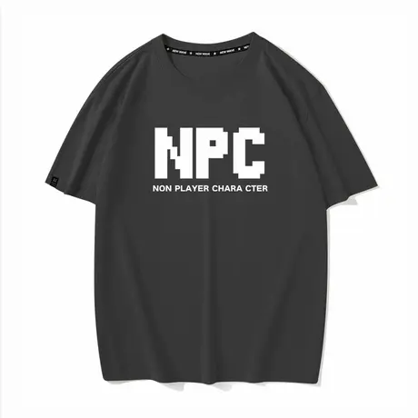 【NPC非玩家】夏季趣味搞笑字母短袖t恤男2025年纯棉宽松圆领半袖商品大图