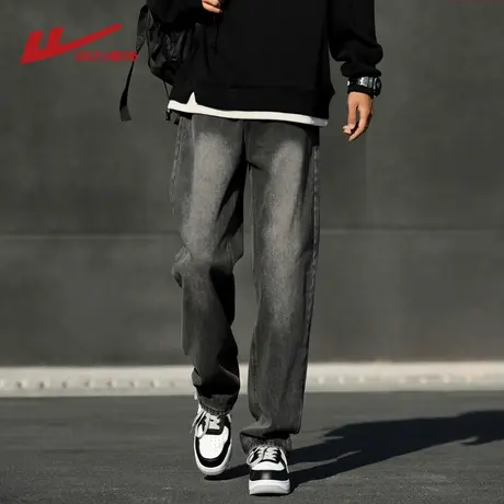 回力美式复古牛仔裤男士夏季2025新款宽松直筒阔腿春秋休闲长裤子商品大图